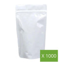 Lot 1000 units - Doypack White Glossy 100gr - Medium Size - Supplieroftea.com - Packaging
