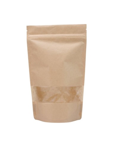 Kraft Doypack Pouch with Window Extra Small (25g) x100