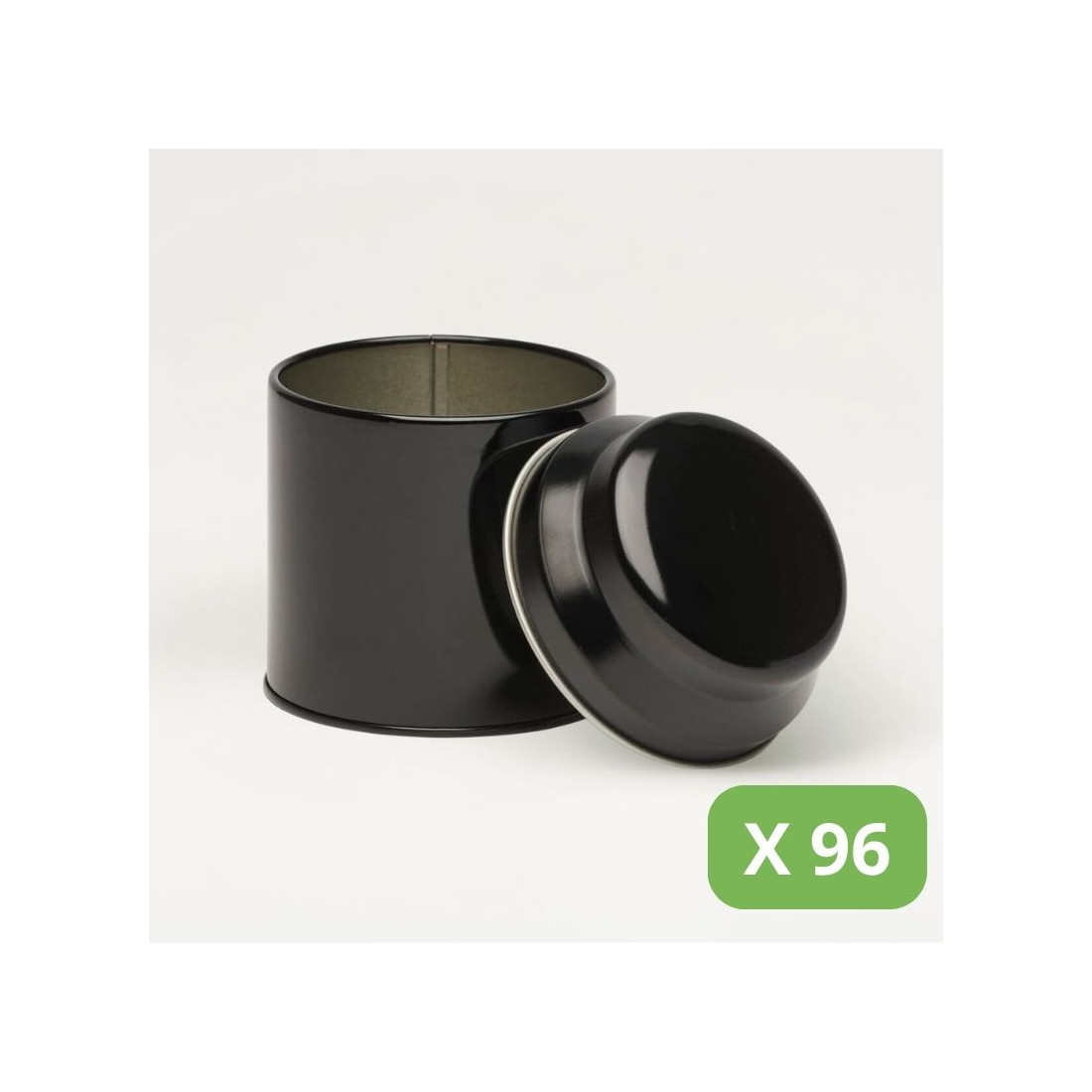 Bulk Tea Tins - black metal tin - Pack of 96 50g Tins