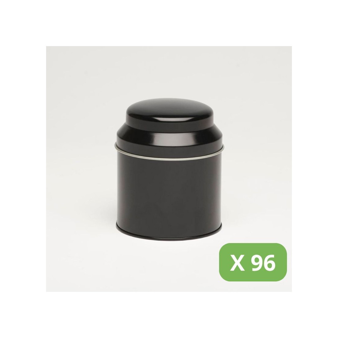 Bulk Tea Tins - black metal tin - Pack of 96 50g Tins