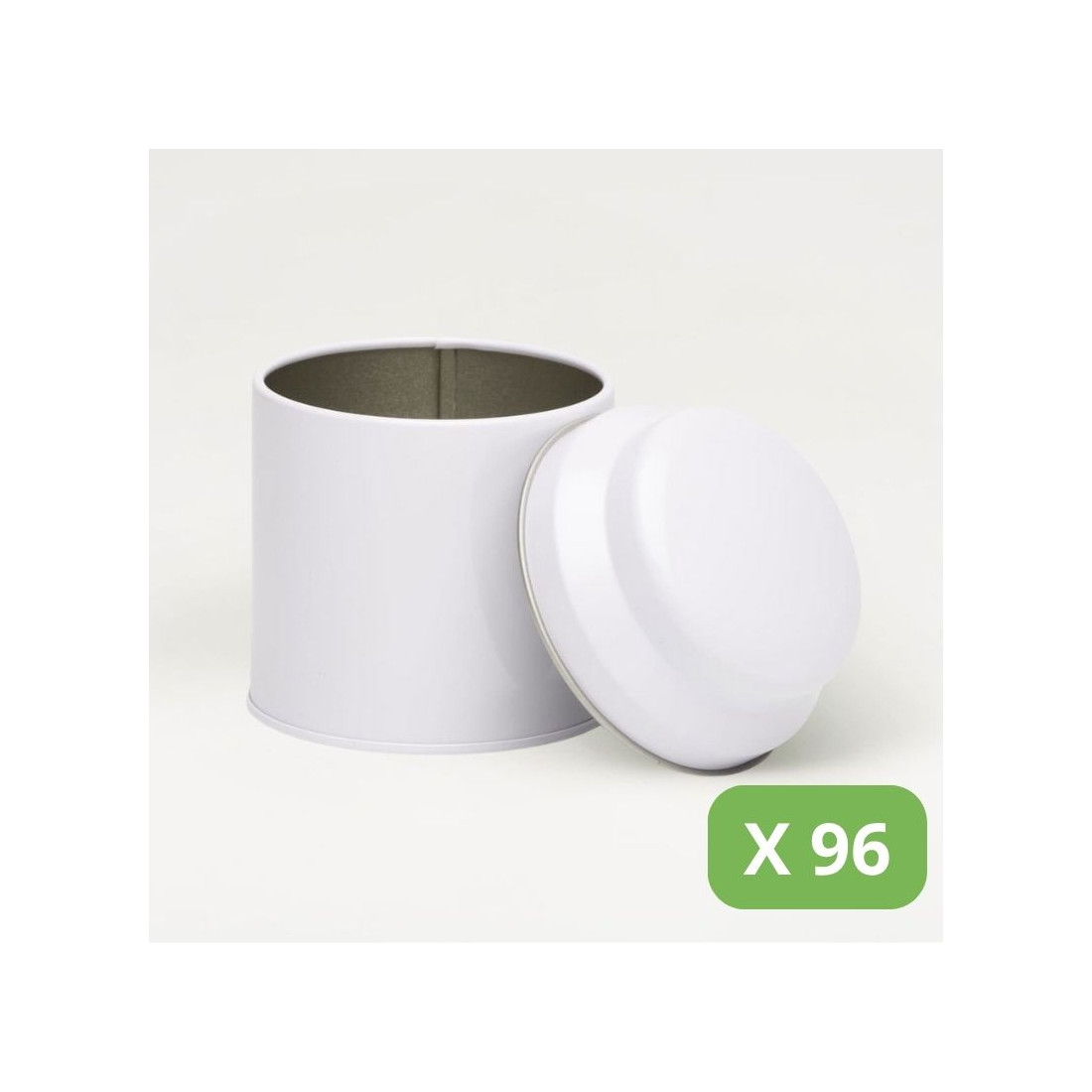 Bulk Tea Tins - white metal tin - Pack of 96 50g Tins