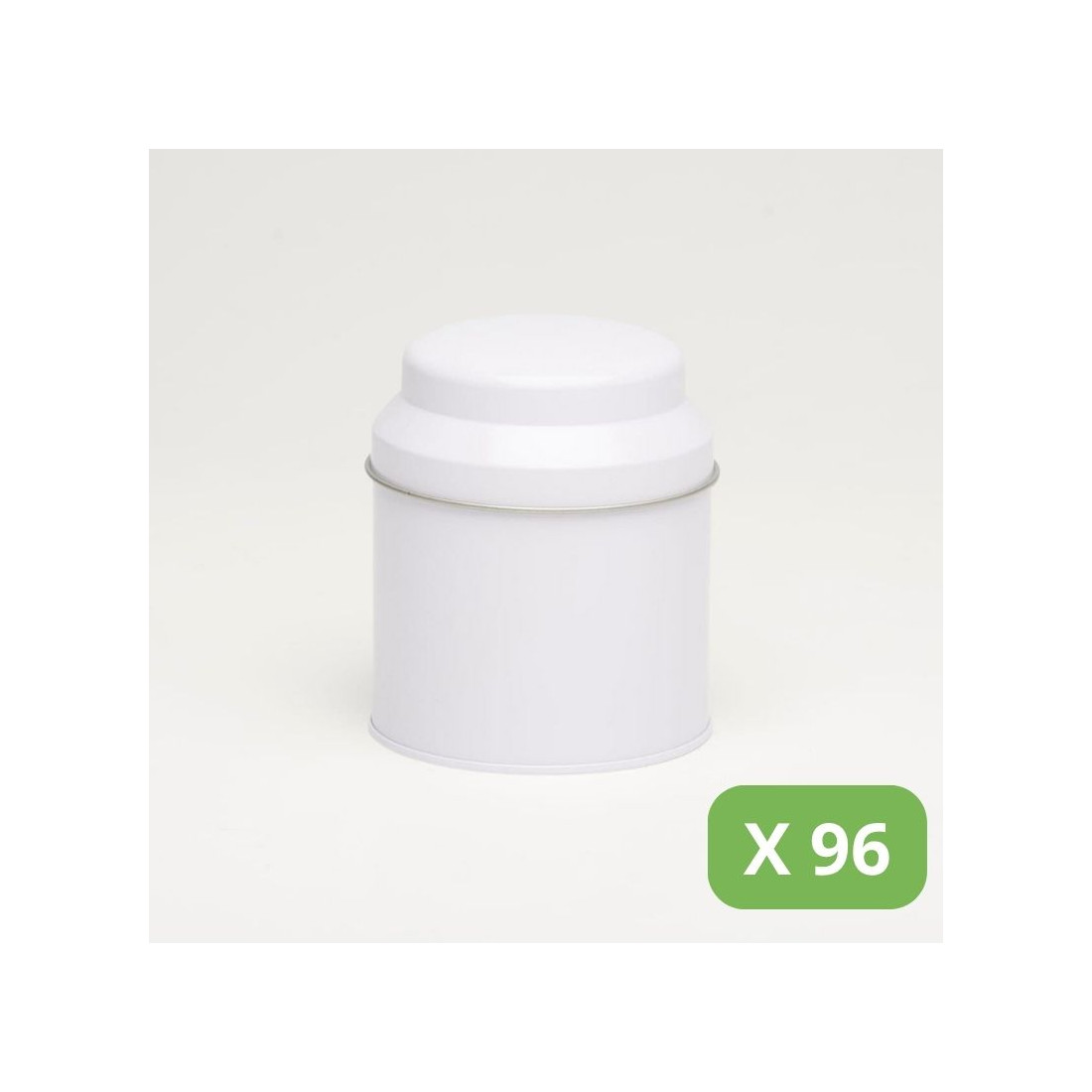 Bulk Tea Tins - white metal tin - Pack of 96 50g Tins