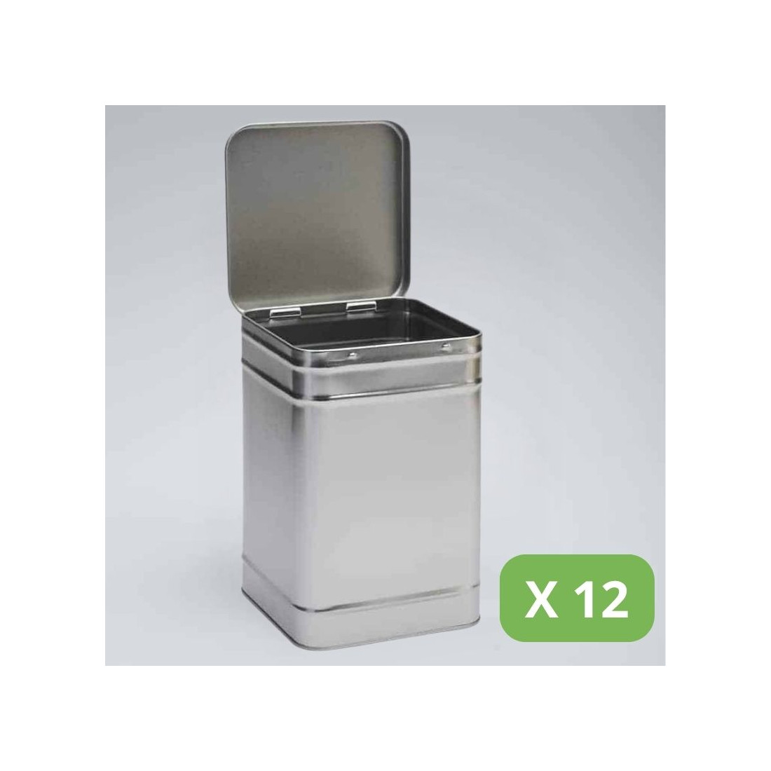 Metal Tea Tins - Grey Square Tin (1.2kg)