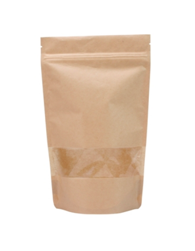 Kraft Doypack Pouch with Window Medium (100g) x100